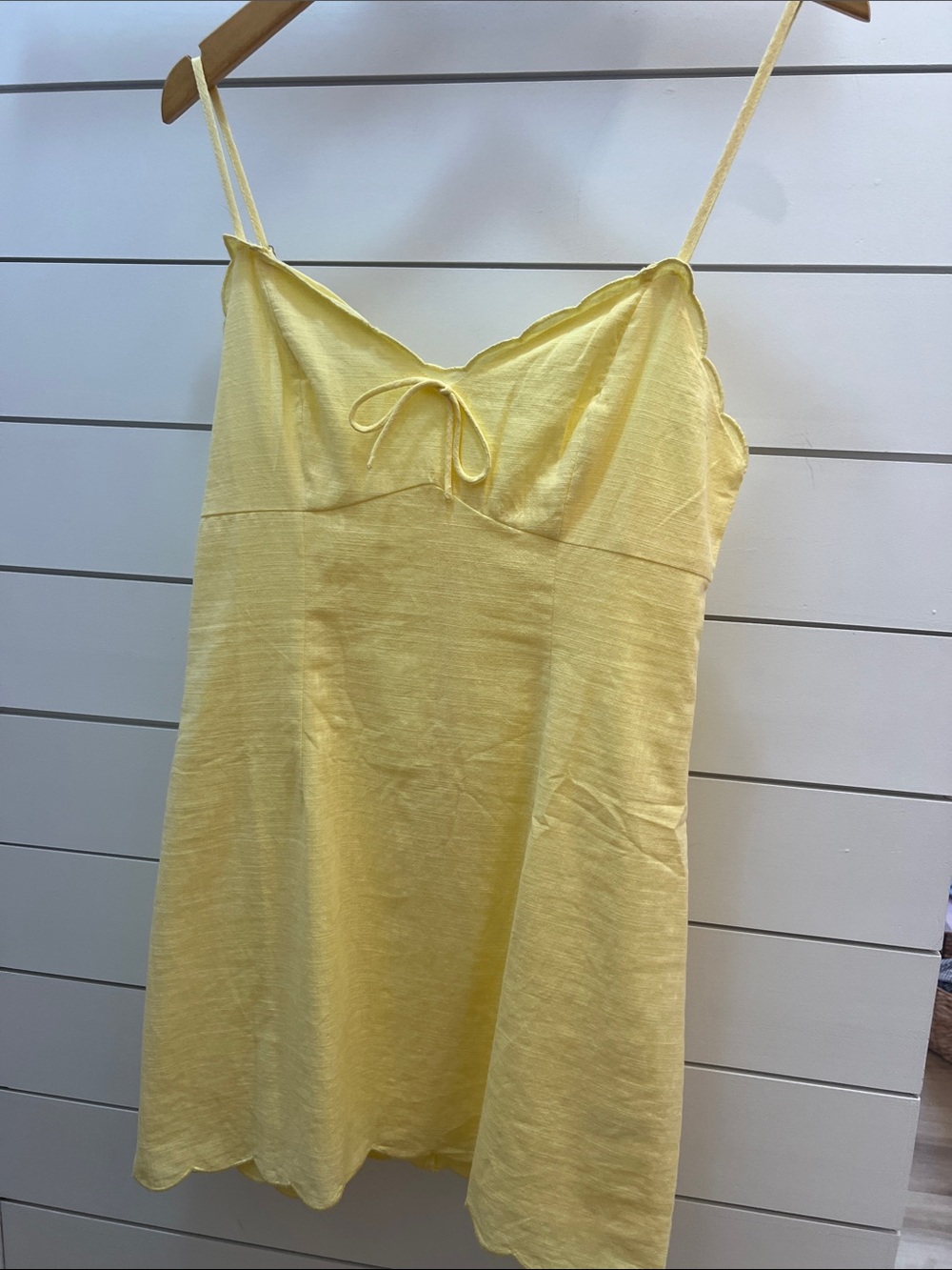 Storia Yellow Scallop-Trim Slip Dress